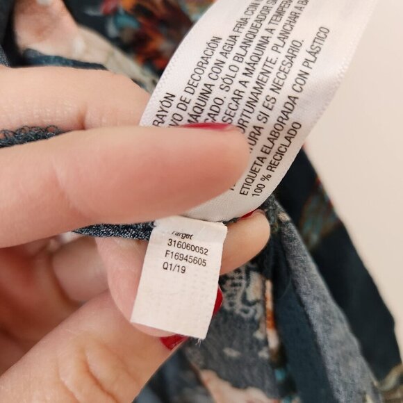 Knox Rose Green Pink Floral Open Front Kimono Cardigan Lightweight Boho XS/S - Picture 6 of 6